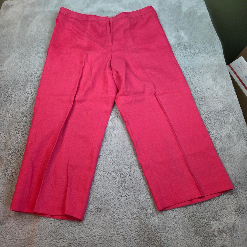Style & Co Collection Linen Pants Womens 12P Pink Cropped Wide Leg‎ Petite